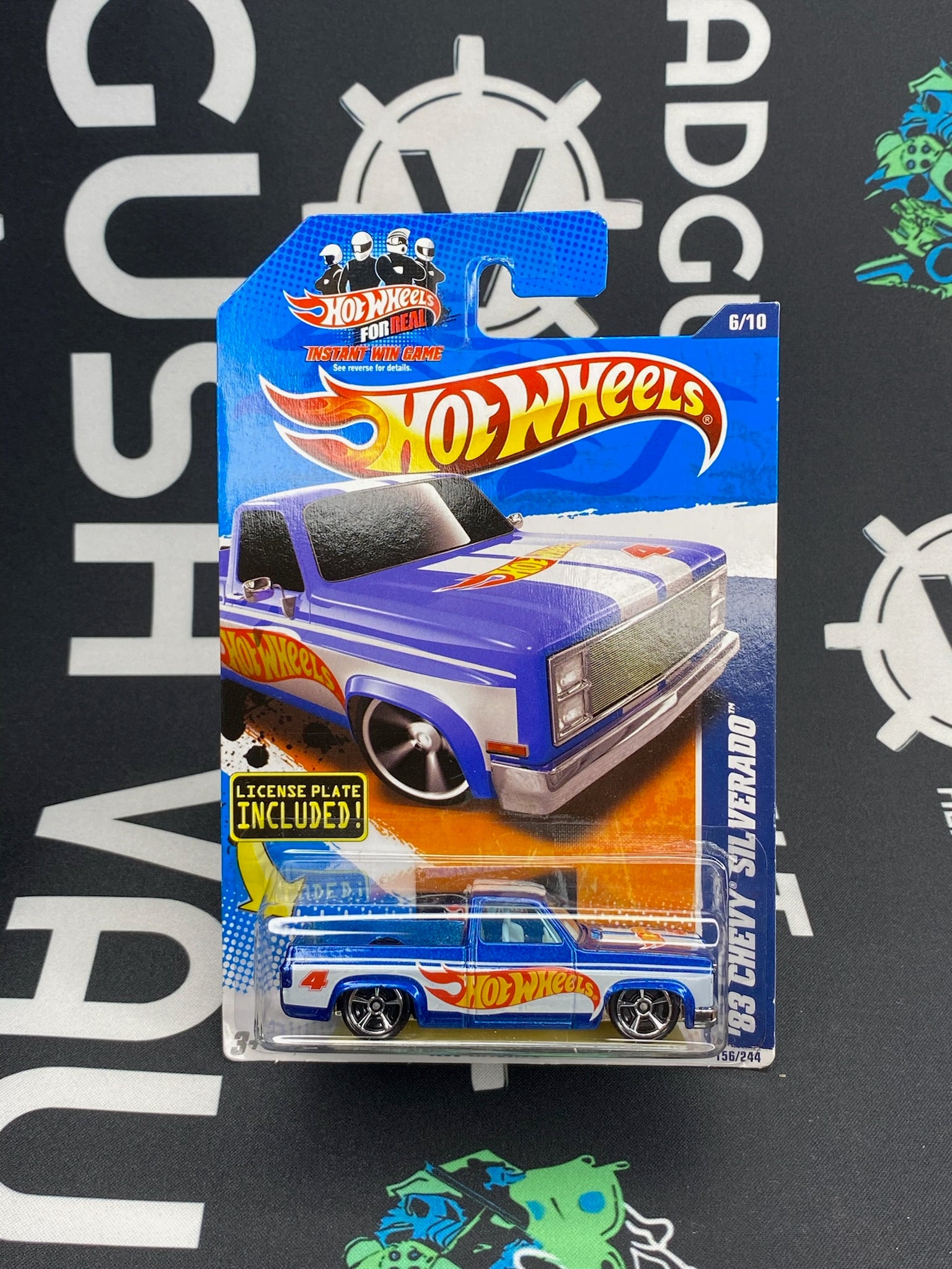 HOT WHEELS ‘83 Chevy Silverado - License Plate Included “Too Fast”