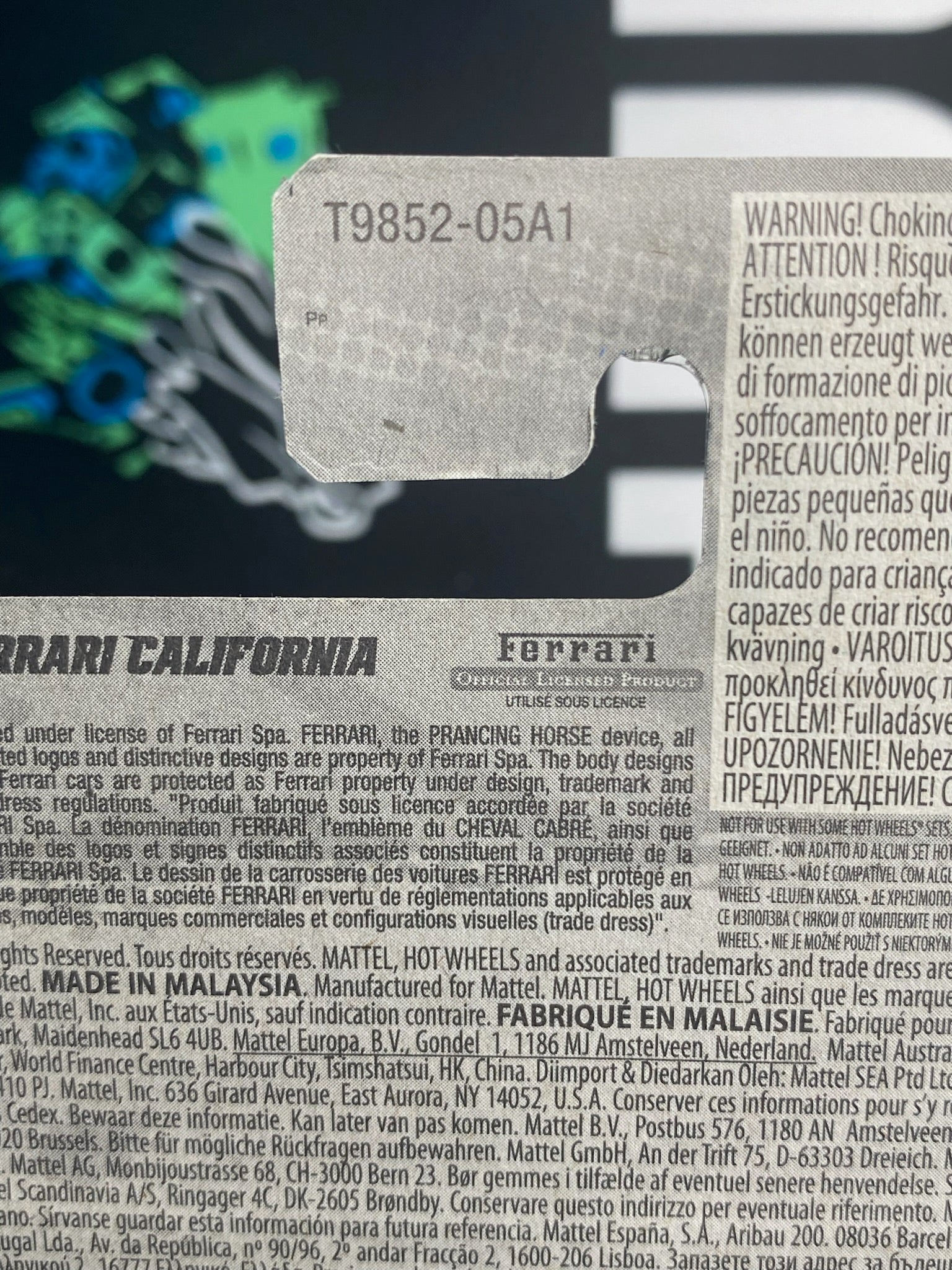 HOT WHEELS Ferrari California - Short Card